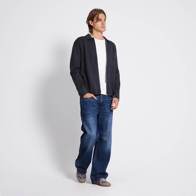Zip Knit Cardigan "Reed" Dark Grey